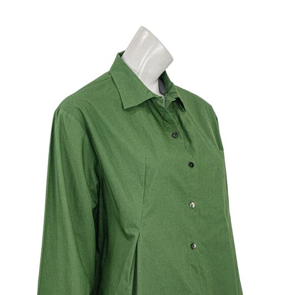 Khadi & Co Bess Nielsen Long Sleeve Button up Blouse in Green Women's Size L - Picture 12 of 12